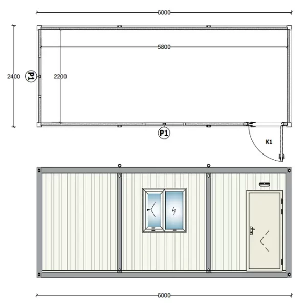 Bungalow de chantier 6x2.4m – Image 2