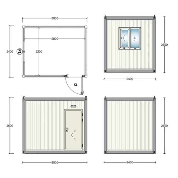 Bungalow de chantier 3x2.4m – Image 3
